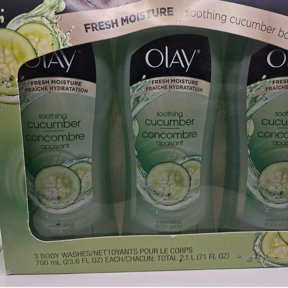 3 Bottles Olay Soothing Cucumber Cleansing Body‎ Wash 23.6oz each